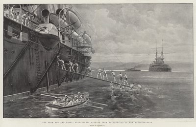 Langt fra tåge og frost, blåjakker, der bader fra en jernbeklædt i Middelhavet af Joseph Nash